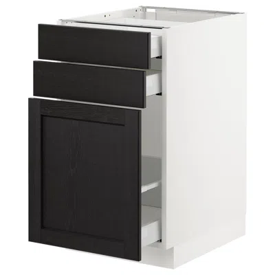 Ikea Sektion Base Cabinet/pull-out Storage/2 Drawer, White Maximera/lerhyttan Black Stained, 18x24x30 "