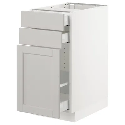 Ikea Sektion Base Cabinet/pull-out Storage/2 Drawer, White Maximera/lerhyttan Light Gray, 15x24x30 "