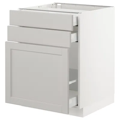 Ikea Sektion Base Cabinet/pull-out Storage/2 Drawer, White Maximera/lerhyttan Light Gray, 24x24x30 "