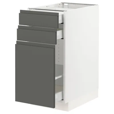 Ikea Sektion Base Cabinet/pull-out Storage/2 Drawer, White Maximera/voxtorp Dark Gray, 15x24x30 "