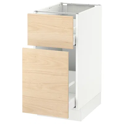 Ikea Sektion Base Cabinet/pull-out Storage/drawer, White Maximera/askersund Light Ash Effect, 15x24x30 "
