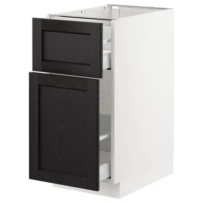 Ikea Sektion Base Cabinet/pull-out Storage/drawer, White Maximera/lerhyttan Black Stained, 15x24x30 "