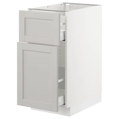 Ikea Sektion Base Cabinet/pull-out Storage/drawer, White Maximera/lerhyttan Light Gray, 15x24x30 "