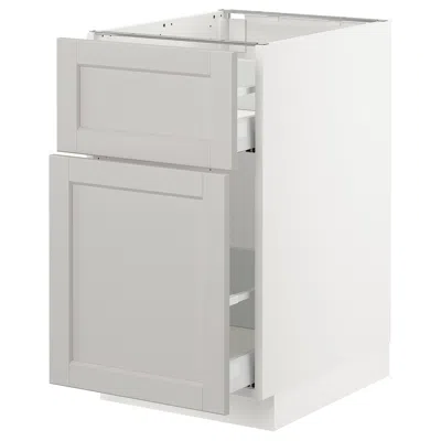 Ikea Sektion Base Cabinet/pull-out Storage/drawer, White Maximera/lerhyttan Light Gray, 18x24x30 "