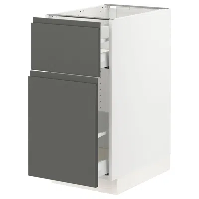 Ikea Sektion Base Cabinet/pull-out Storage/drawer, White Maximera/voxtorp Dark Gray, 15x24x30 "