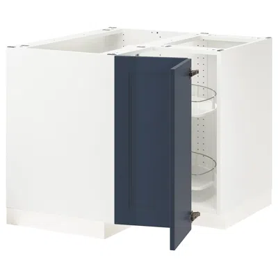 Ikea Sektion Corner Base Cabinet With Carousel, White Axstad/matte Blue, 38x24x30 "