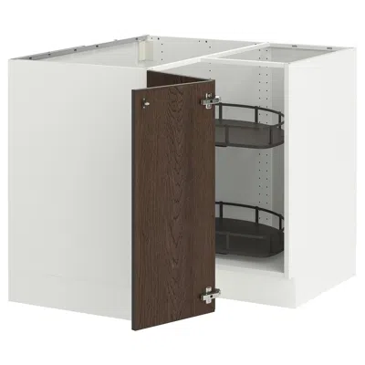 Ikea Sektion Corner Base Cabinet With Carousel, White/sinarp Brown, 38x24x30 "