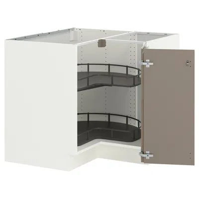 Ikea Sektion Corner Base Cabinet With Carousel, White/voxtorp High-gloss Dark Grey-brown, 38x24x30 "