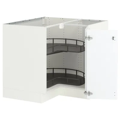 Ikea Sektion Corner Base Cabinet With Carousel, White/voxtorp Matte White, 38x24x30 "