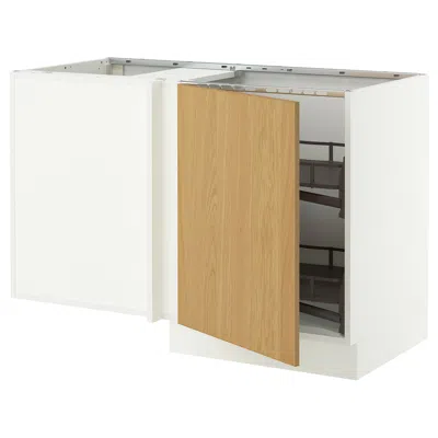 Ikea Sektion Corner Base Cabinet With Pull-out Fitting, White/sinarp Oak Veneer, 50x24x30 "