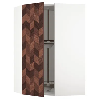 Ikea Sektion Corner Wall Cabinet With Carousel, White Hasslarp/brown Left-handed, 26x15x40 "