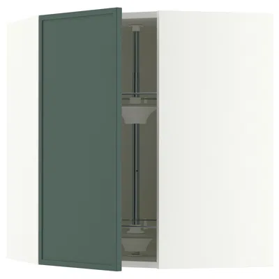Ikea Sektion Corner Wall Cabinet With Carousel, White/aspudden Dark Gray-green, 26x15x30 "