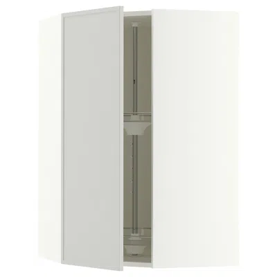 Ikea Sektion Corner Wall Cabinet With Carousel, White/aspudden Light Gray, 26x15x40 "