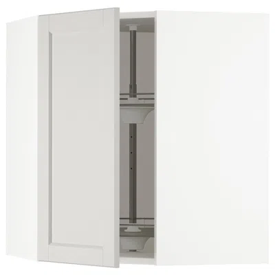Ikea Sektion Corner Wall Cabinet With Carousel, White/lerhyttan Light Gray, 26x15x30 "