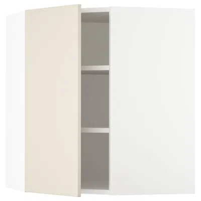 Ikea Sektion Corner Wall Cabinet With Shelves, White/havstorp Beige, 26x15x30 " In Neutral