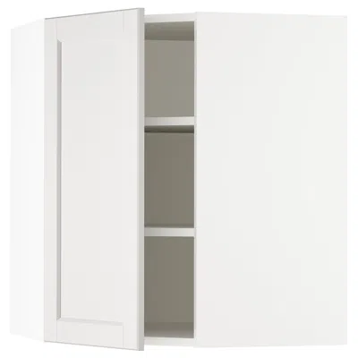 Ikea Sektion Corner Wall Cabinet With Shelves, White/lerhyttan Light Gray, 26x15x30 "