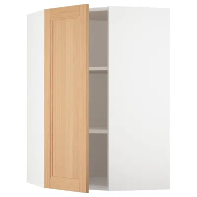 Ikea Sektion Corner Wall Cabinet With Shelves, White/vedhamn Oak, 26x15x40 "