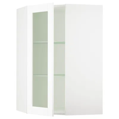 Ikea Sektion Corner Wall Cabinet With Shelves/glass Dr, White Enköping/white Wood Effect, 26x15x40 "