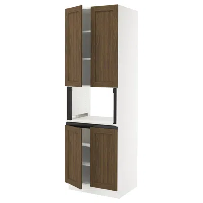 Ikea Sektion High Cabinet For Microwave With 4 Doors, White Enköping/brown Walnut Effect, 30x24x90 "
