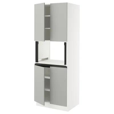 Ikea Sektion High Cabinet For Microwave With 4 Doors, White/havstorp Light Gray, 30x24x80 "