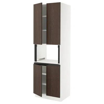 Ikea Sektion High Cabinet For Microwave With 4 Doors, White/sinarp Brown, 30x24x90 "
