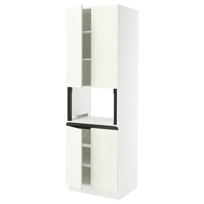 Ikea Sektion High Cabinet For Microwave With 4 Doors, White/vallstena White, 30x24x90 "