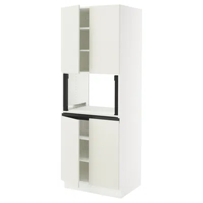 Ikea Sektion High Cabinet For Microwave With 4 Doors, White/veddinge White, 30x24x80 "