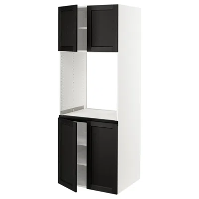 Ikea Sektion High Cabinet For Oven With 4 Doors, White/lerhyttan Black Stained, 30x24x80 "