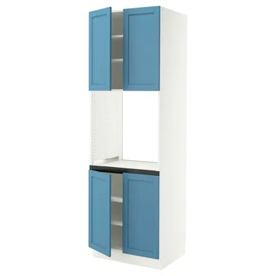 Ikea Sektion High Cabinet For Oven With 4 Doors, White/lerhyttan Blue, 30x24x90 "