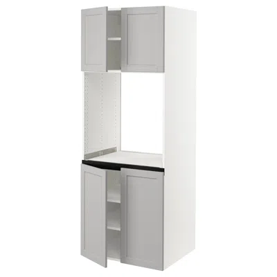 Ikea Sektion High Cabinet For Oven With 4 Doors, White/lerhyttan Light Gray, 30x24x80 "
