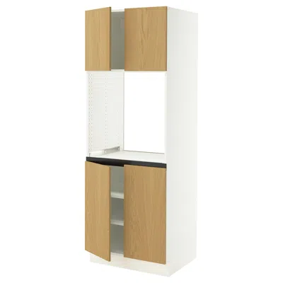 Ikea Sektion High Cabinet For Oven With 4 Doors, White/sinarp Oak Veneer, 30x24x80 "