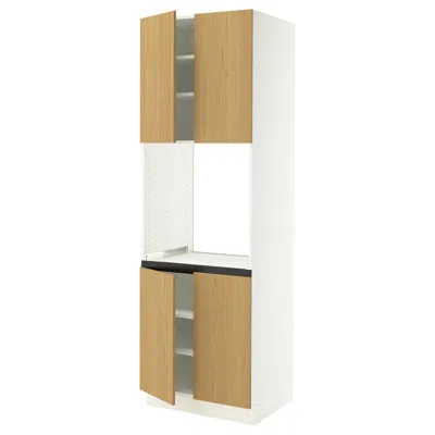 Ikea Sektion High Cabinet For Oven With 4 Doors, White/sinarp Oak Veneer, 30x24x90 "
