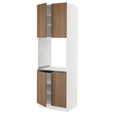 Ikea Sektion High Cabinet For Oven With 4 Doors, White/tistorp Brown Walnut Effect, 30x24x90 "