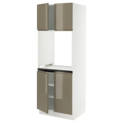Ikea Sektion High Cabinet For Oven With 4 Doors, White/voxtorp High-gloss Dark Grey-brown, 30x24x80 "