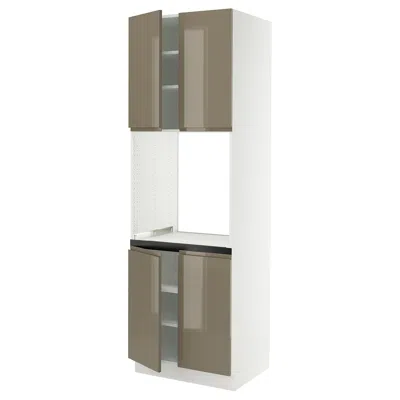 Ikea Sektion High Cabinet For Oven With 4 Doors, White/voxtorp High-gloss Dark Grey-brown, 30x24x90 "