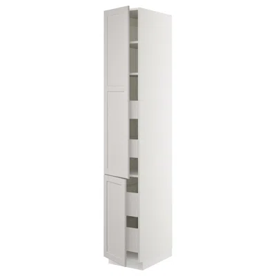 Ikea Sektion High Cabinet W/2 Doors & 4 Drawers, White Maximera/lerhyttan Light Gray, 15x24x90 "