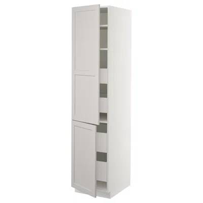 Ikea Sektion High Cabinet W/2 Doors & 4 Drawers, White Maximera/lerhyttan Light Gray, 18x24x80 "