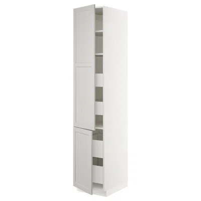 Ikea Sektion High Cabinet W/2 Doors & 4 Drawers, White Maximera/lerhyttan Light Gray, 18x24x90 "