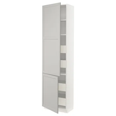 Ikea Sektion High Cabinet W/2 Doors & 4 Drawers, White Maximera/lerhyttan Light Gray, 24x15x90 "