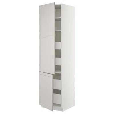 Ikea Sektion High Cabinet W/2 Doors & 4 Drawers, White Maximera/lerhyttan Light Gray, 24x24x90 "