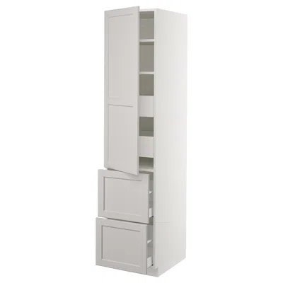 Ikea Sektion High Cabinet W/door & 4 Drawers, White Maximera/lerhyttan Light Gray, 18x24x80 "