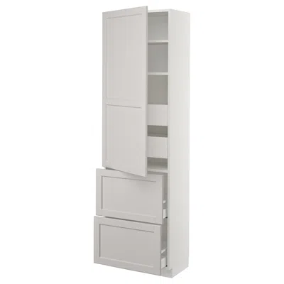 Ikea Sektion High Cabinet W/door & 4 Drawers, White Maximera/lerhyttan Light Gray, 24x15x80 "