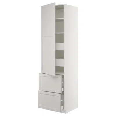 Ikea Sektion High Cabinet W/door & 4 Drawers, White Maximera/lerhyttan Light Gray, 24x24x90 "