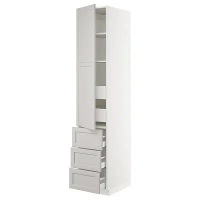 Ikea Sektion High Cabinet W/door & 5 Drawers, White Maximera/lerhyttan Light Gray, 18x24x90 "