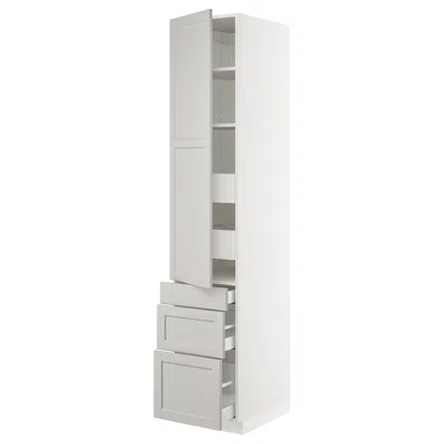 Ikea Sektion High Cabinet W/door & 5 Drawers, White Maximera/lerhyttan Light Gray, 18x24x90 "