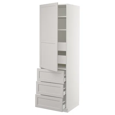 Ikea Sektion High Cabinet W/door & 5 Drawers, White Maximera/lerhyttan Light Gray, 24x24x80 "