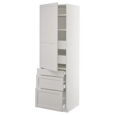 Ikea Sektion High Cabinet W/door & 5 Drawers, White Maximera/lerhyttan Light Gray, 24x24x80 "