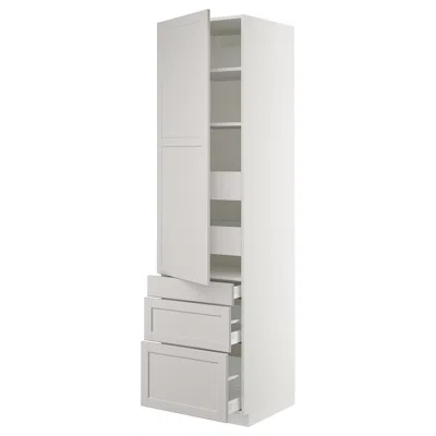 Ikea Sektion High Cabinet W/door & 5 Drawers, White Maximera/lerhyttan Light Gray, 24x24x90 "