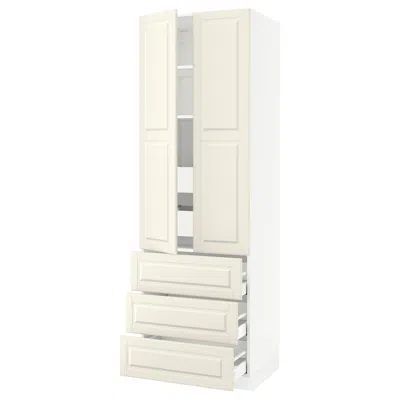 Ikea Sektion High Cabinet With 2 Doors/3 Fronts/5 Drawers, White/bodbyn Off-white, 30x24x90 "