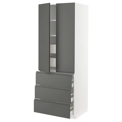 Ikea Sektion High Cabinet With 2 Doors/3 Fronts/5 Drawers, White/voxtorp Dark Gray, 30x24x80 "